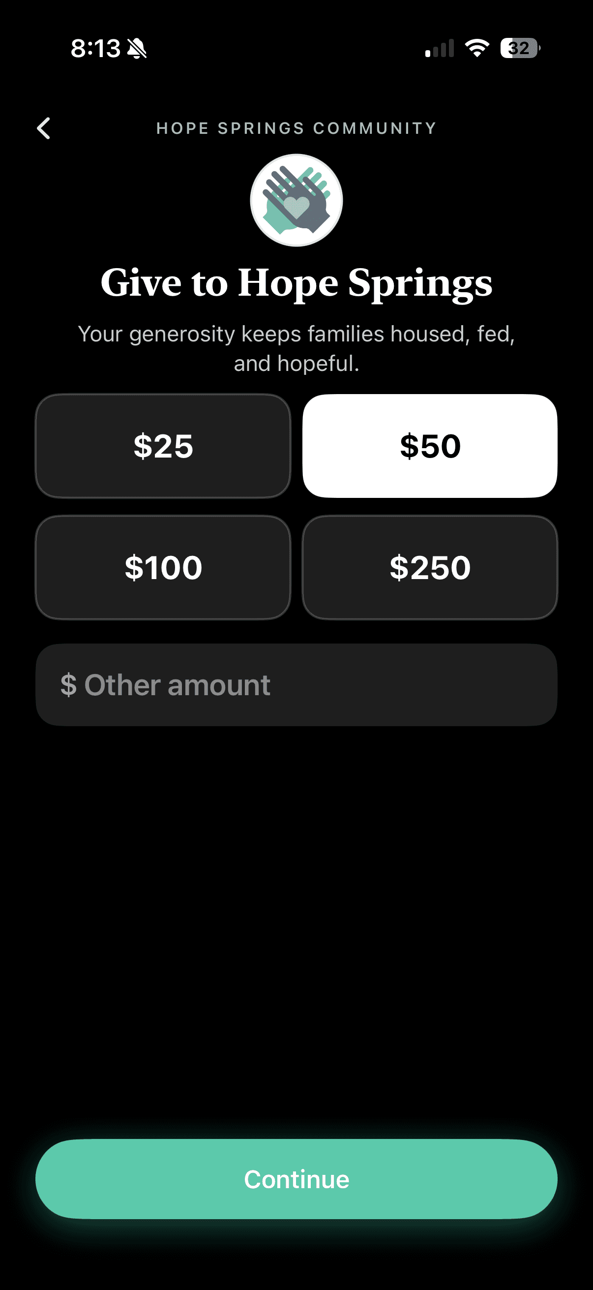 A branded giving form in Fundrly Kiosk